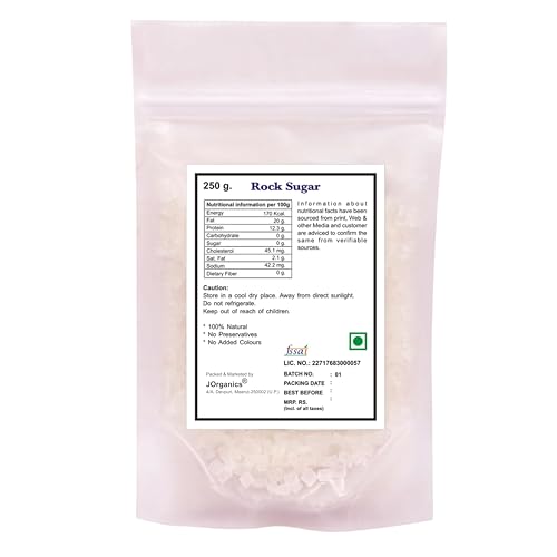 Image of JOrganics Rock Sugar (Mishri), 250g Sugar Mishri | Pure Rock Crystals | Natural And Organically Made | Kallusakkare