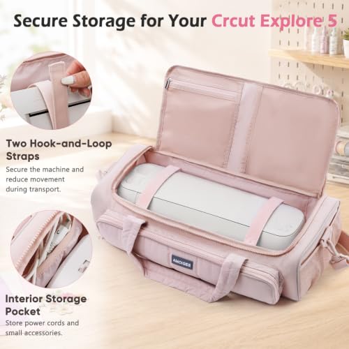 Image of AMOIGEE Puff Carrying Case for Cricut Explore 5, Quilted Storage Bag for Die-Cutting Machine, Travel Craft Tote with Pockets for Vinyl, Tools, Mats and Cricut Accessories and Suppliers