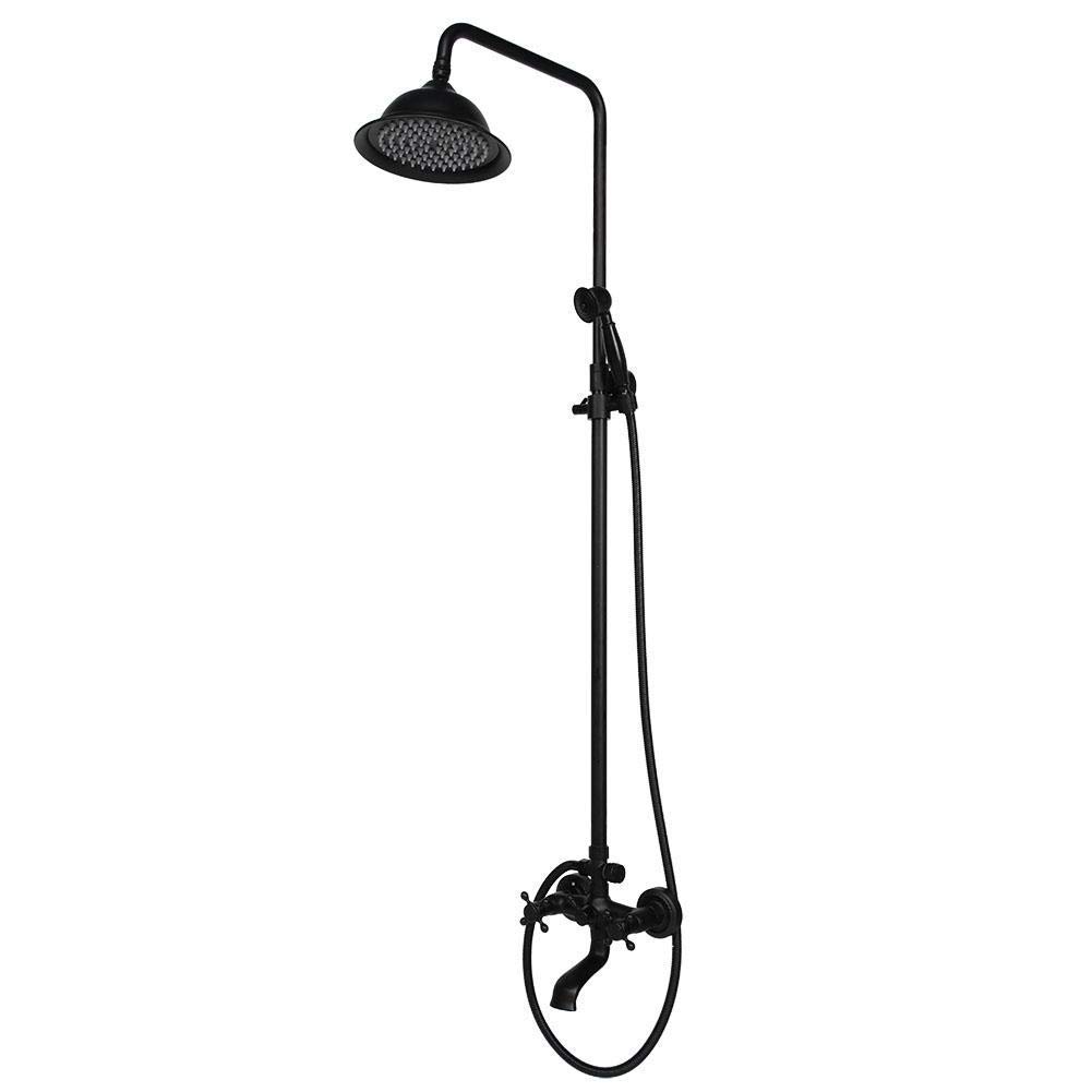 Kit de douche de luxe au design à la mode avec mélangeur mural robuste fini noir huilé