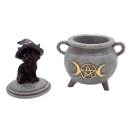 Wowser Black Cat and Cauldron Decorative Trinket Box #TOP27