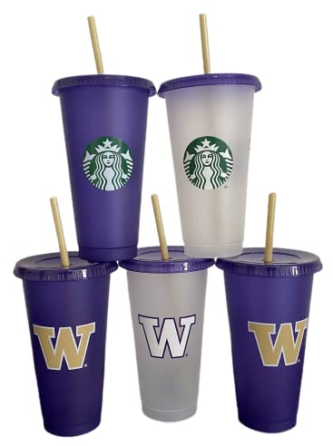 Starbucks LIMITED EDITION Reusable Cold Cups University of Washington UW U-Dub Pack of 5 (24 oz) Venti