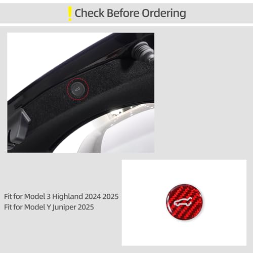 Image of BETTERHUMZ Rear Trunk Switch Sticker Compatible with Tesla Model 3 Highland 2024 Model Y Juniper 2025 2026 Carbon Fiber Liftgate Close Button Trim Interior Decor Accessories (Black)