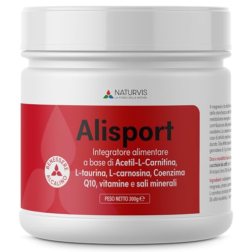 NATURVIS ALISPORT - 7in1 Integratore Sportivo Pre e Post Allenamento - Creatina Monoidrata, Taurina, Vitamine, antiossidanti, Sali Minerali - Energia, Resistenza e Recupero Muscolare - 300g
