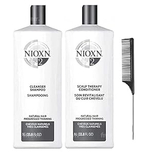 Cleanser Shampoo & Scalp Therapy Conditioner Set, Black Steel Comb, Hair Thickening Natural Hair Growth, Men & Women 33.8 oz (System 2)