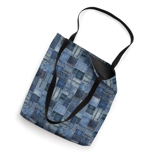 Bolso tote con estampado patchwork en denim miniatura 2