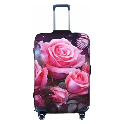 SMAZDFXX Fundas elásticas para Maletas con diseño de Rosas y Mariposas, a Prueba de Polvo, antiarañazos, Gruesas, Lavables y aptas para Maletas Extra Grandes.