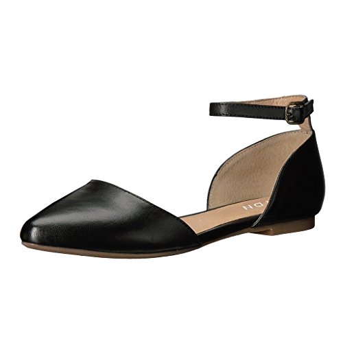 YDN Women Casual D'Orsay Pointed Toe Ballet Flats Comfort Slip-on Walking Shoes with Ankle Strap