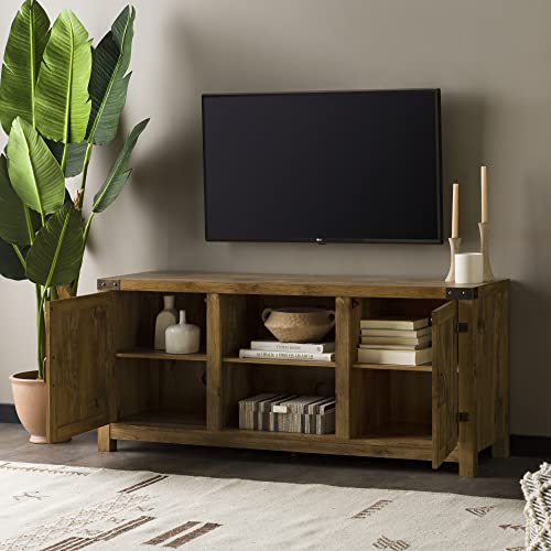 Walker Edison Georgetown Modern Farmhouse Double Barn Door Tv Stand For Tvs Up To 65 Inches, 58 Inch, Barnwood #TOP2
