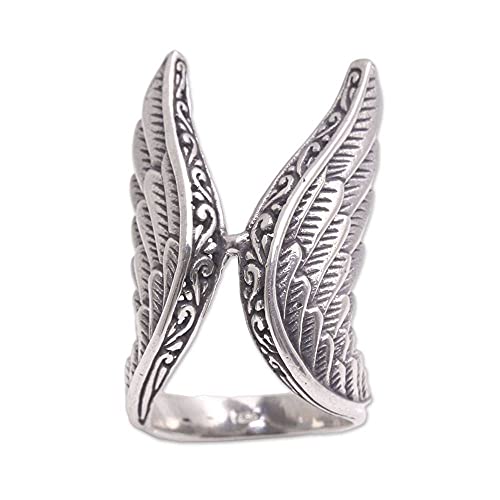 NOVICA .925 Sterling Silver Ring, Winged Glory 