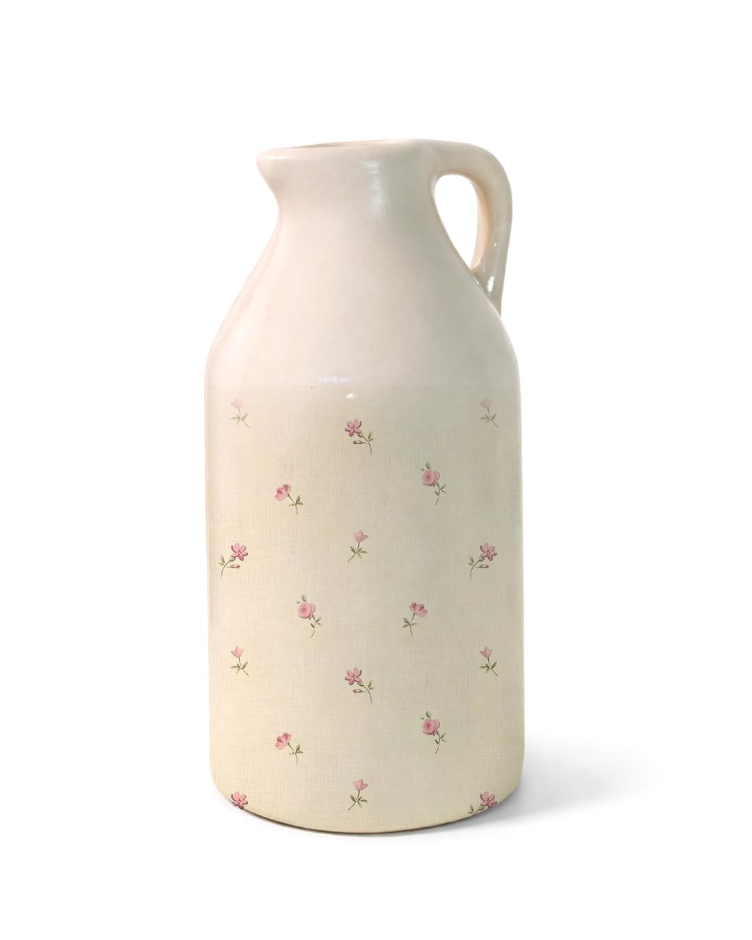 Floral Ceramic Jug Vase – Vintage Style Decorative Pitcher with Handle for Home Décor, Table Centerpiece & Flower Arrangement. (Multicolor, Medium, Floral Pattern 2)-picture-22