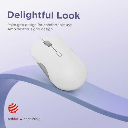Image of Lenovo 350 Wireless Bluetooth Mouse, Silent Click, 3 Level DPI (1000, 1600, 2400), 36 Month Battery Life, 2 Device Pairing, Cloud Grey