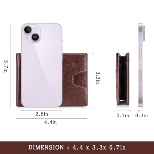 Image of Front Pocket Wallet for Men Slim Lightweight RFID Blocking Genuine Leather Bifold Thin Wallet with 10 Card Slots, Brown