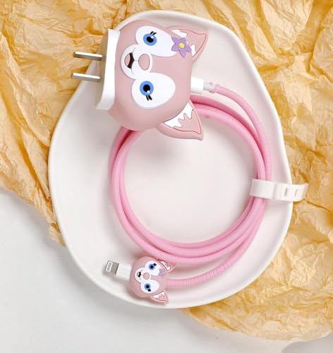 Image of Cartoon 3D Design Protective Case Compatible with Apple 18W - 20W USB-C Power Adapter Charger, Protective Cover for iPhone 18W & 20W Power Adapter Charger with Wire Saver. (Lina)