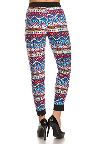 LA12ST Women's Spring Aztec Drawstring Elastic Waist Zipper Jogger Harem Pants Leggings3