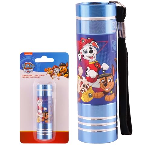 PAW Patrol Lampe torche à 9 LED, mini lampe torche pour enfants avec personnages TV pour camping, randonnée, urgence à partir de 3 ans