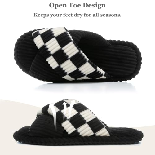 Image of GOEWY Slippers for Women with Memory Foam Open toe House Bedroom Shoes
