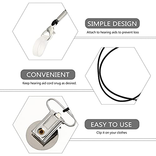 iplusmile Clip Anti- Lost Lanyard Keepers Single Ear BTE Hearing Aids Holder Straps Protector Retaining Clips with Hanging Rope for Adults Seniors Kids Style 3 - Image 2