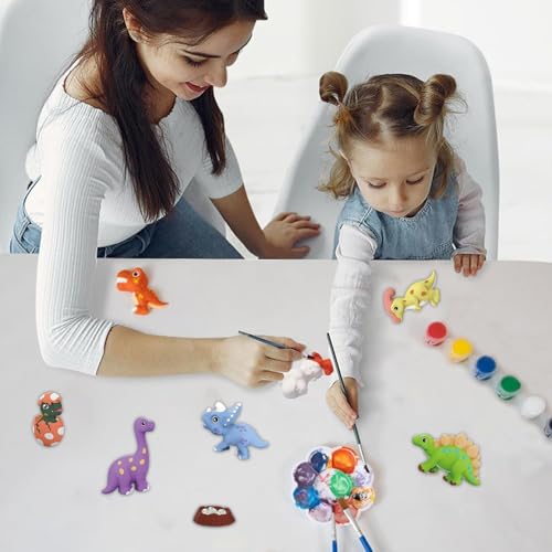 Image of Storio Toys DIY Mould & Paint Craft Kit - Dinosaurs,Kids for 5 Years,Plaster Figurine Set with Pigments, Palette & Mold, Painting Art & Craft Set -Gift Toys for 3-8 Year Old Boys & Girls, Multicolour