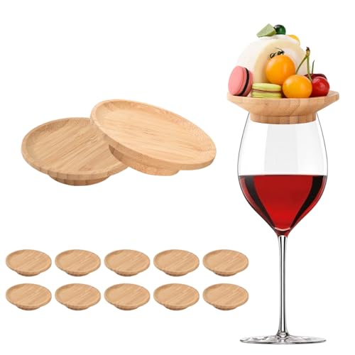 FZMEHL 10 Pcs 4 Wine Glass Charcuterie Topper Wood Appetizer Plates