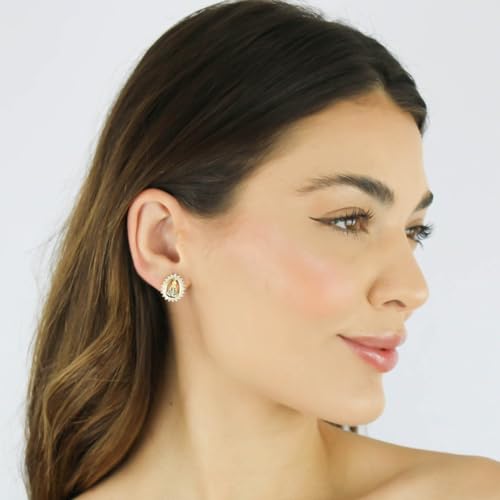 Brinco Nossa Senhora Aparecida Manto Azul Banhado Ouro 18k