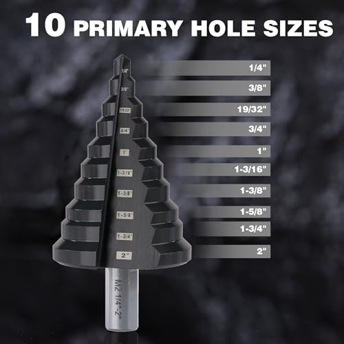 SHARPTOOL 1/4 to 2 Inches M2 HSS Step Drill Bit, Large Unibit for Cutting Holes on Stainless Steel, Metal, Wood & Plastic (2") by SHARPTOOL - Image 4