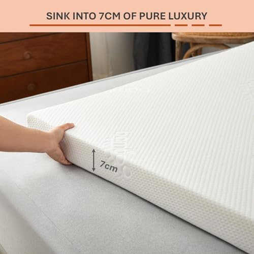 Luxury 7cm (3inch) ZenFloat® Memory Foam Mattress Topper Enhancer Overlay Dual-Layer Back Pain Relief, Includes Cool Bamboo Tech Zip Removable Washable Cover (Super King)