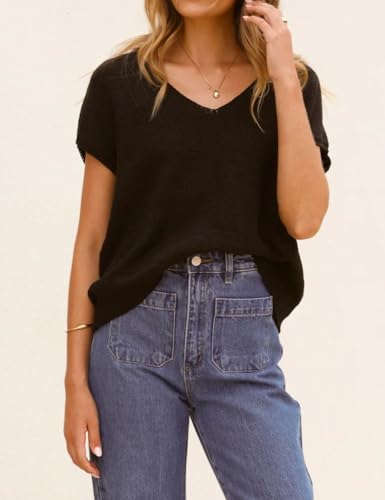 IDEALSANXUN Womens Sweater Vest Spring Summer Casual V Neck Cap Sleeve Sweater Knit Tops3