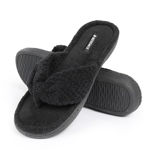 CIOR Women's Cozy Memory Foam Spa Thong Flip Flops House Indoor Slippers Plush Gridding Velvet Lining Clog Style-U1MTW017-0716