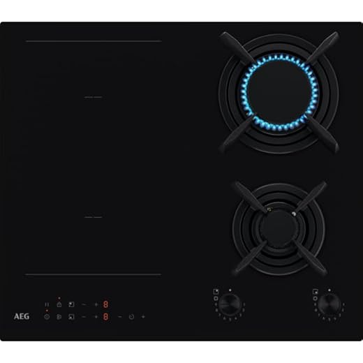 AEG CN071436DH PIANO COTTURA GAS/INDUZIONE MISTO VETRO NERO 60 CM GRIGLIE GHISA