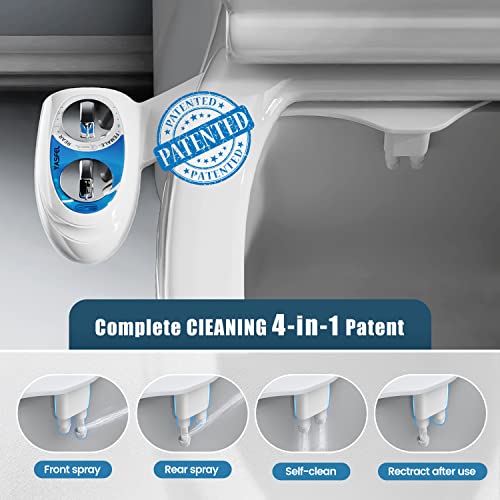 YASFEL Modern Self Cleaning Bidet Attachment for Toilet, Non-Electric Bidet, Fresh Cold Bidet Attachment for Feminine/Posterior Wash, with Adjustable Pressure Control (Blue/White) by YASFEL - Image 2