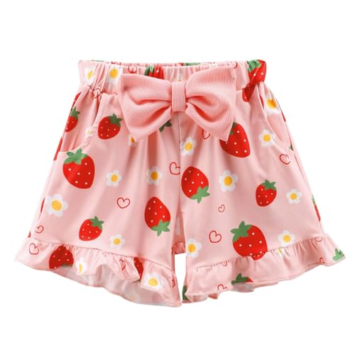 Image of Barlver Girls 2 Piece Short Set Baby Girl Summer Clothes Ruffle Sleeve T-Shirt and Bow Knot Shorts Toddler Girl Outfit Set