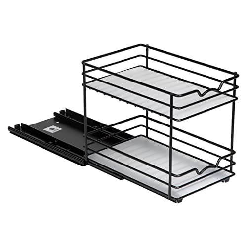 pull out cabinet organizer for spices, cans - heavy duty with lifetime limited warranty- pull out spice rack- cabinet pull out shelf for cans,dishes, etc, 6-1/2"wx10-3/8"dx8-7/8"h, black