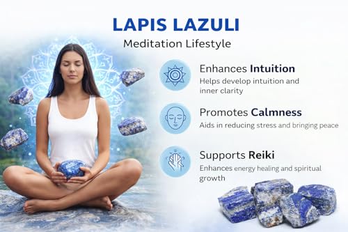 Image of Natural Lapis Lazuli Crystal Stone 100 Grams for Reiki Healing, Meditation, Manifestation & Chakra Balancing | Raw Healing Crystal Gemstone for Positive Energy & Home Decor
