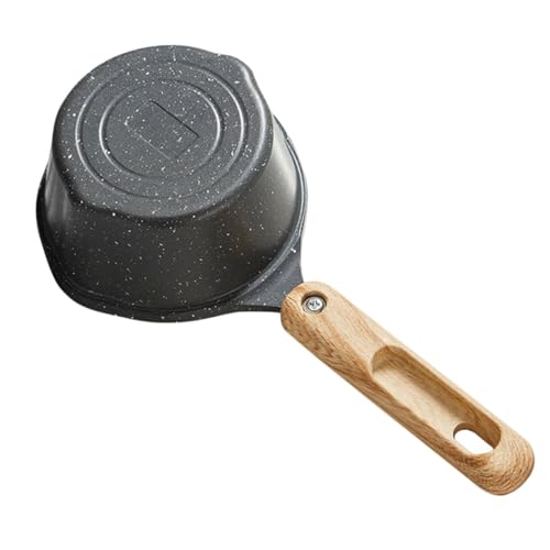 GALPADA maceta pico de cacerola de leche sartén pequeña wok cacerolas no olla calentadora de mantequilla olla para verter aceite con mango de madera caño pequeño aleación de aluminio Black