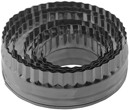 Keewah Fluted Scalloped Round Cookie Cutter Set, 6 Piece, From 4.2” to 2”, Stainless Steel