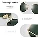 Joopin Trendy Circle Sunglasses Polarized UV Protection, Gold Frame Green Round Sun Glasses, Wire Rimmed Flat Lens Sunnies