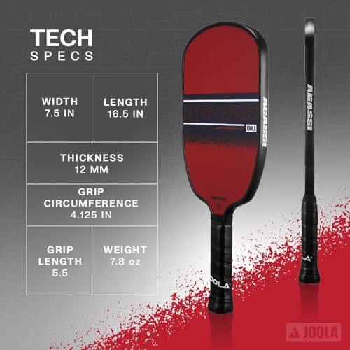 JOOLA Agassi Champion 12mm Pickleball Paddle - Sandblasted Pickleball Racket Increases Spin & Control - Agassi Shape with Extended Sweet Spot - UPA-A Certified - USAP Approved - NFC Chip Enabled - image 2
