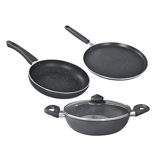 Prestige Omega Deluxe Granite 3 Pcs with 1 Glass Lid