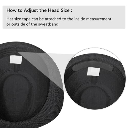 Image of Straw Trilby Fedora Hat for Men Women 1920s Panama Hat Short Brim Summer Beach Sun Hat with Band