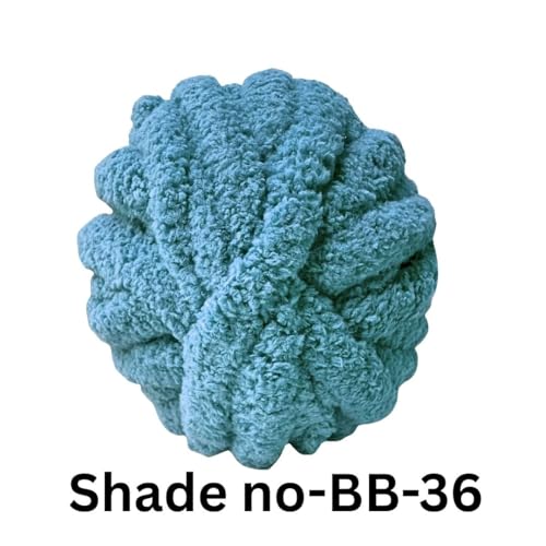 Image of VCR Deep Sea Blue Yarn, 200 Grams Big Chunky Hank, 22 Meters Length, Suitable for Knitting Blankets and Pillows, 100% Polyester Yarn Ball for Crochet DIY, Soft Threads, Pack of 1