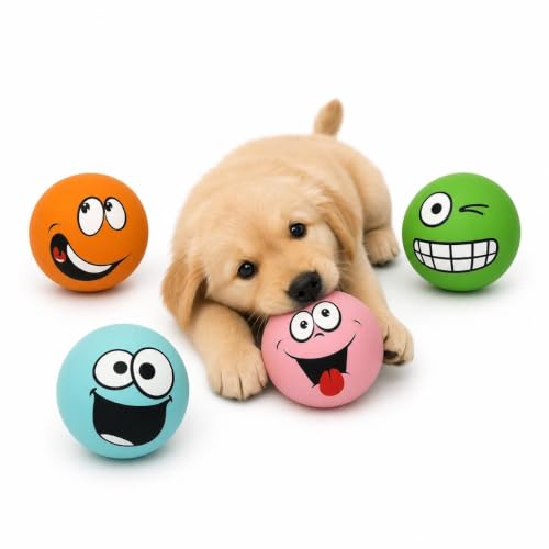 VisnzvLux 4 Pcs Soft Latex Squeaky Dog Toy Balls for Small Dogs