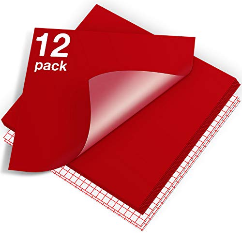 HTVRONT Red Permanent Vinyl, 12 Pack Red Vinyl for Cricut - 10 Red Vinyl Sheets 12" x 12" &amp; 2 ...