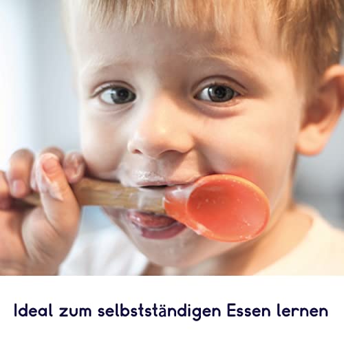 Kleiner Fuchs Hochwertiges Bambus Teller mit Saugnapf, Rutschfestem Saugnapf mit passendem Baby Löffel Macht Mahlzeiten Spaß, Bambus Geschirr Set mit Geschenkbox - Essenlernen mit Igel Design – Bild 8