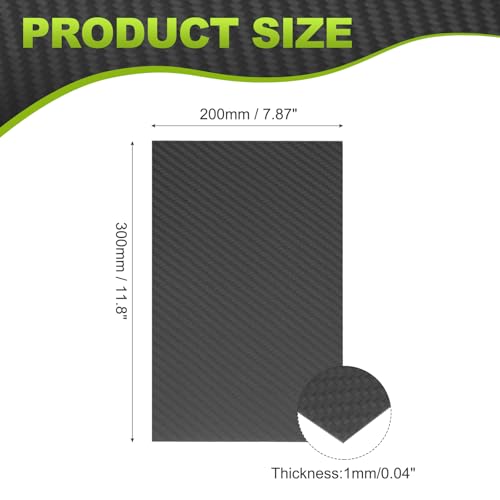 QUARKZMAN 3K Kohlefaserplatte Paneelplatten 200 x 300 x 1mm Kohlefaserplatte Matte Köperbindung Paneelplatten Flexibel Für RC Flugzeug Modellauto Autoteile
