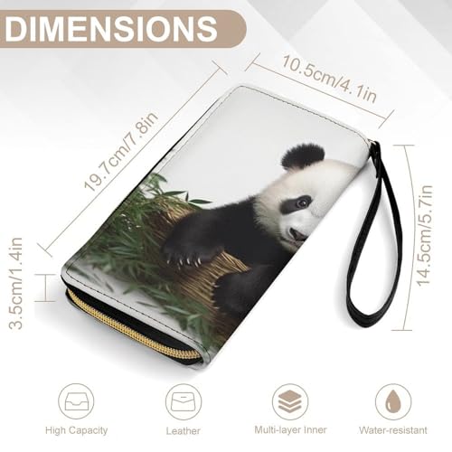 Panda Stars Wallets for Women Long Wristlet Leather Wallets with Zipper Holder Large Capacity Coin Pocket2
