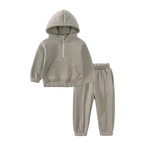 Image of MYGBCPJS Youth 2PCS Jogger Outfits Set Fleece Hooded + Sweatpants Boys Girls Athletic Sweatsuits Pullover Clothes