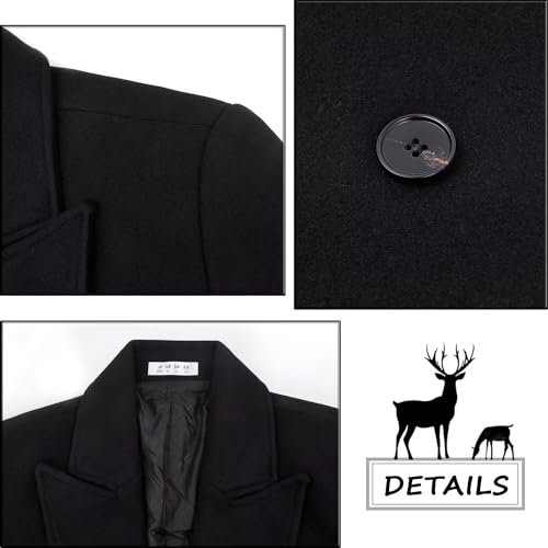 ELETOP Men's Trench Coat Winter Wool Jacket Long Business Overcoat Pea Coat3