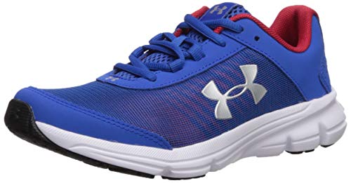 Under Armour Boys' Grade School Rave 2 Print Sneaker, Blue Strike (400)/White, 5
