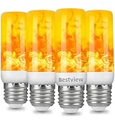 Bestview LED Flame Effect Light Bulbs,4 Modes Smart E26/E27 Base Flickering Fire Light Bulb with ...