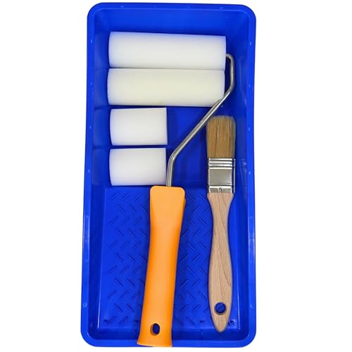 DAN&MAR® Kit Completo Rodillo Espuma y Cubeta. De 11 Cm para pintura Sinteticas y Acrilicas. Especial para Restauracion de Muebles. (kit rodillo y cubeta)